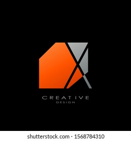 Abstract Techno Letter X logo.  Creative design concept geometric shape letter X logo for initial, business identity.