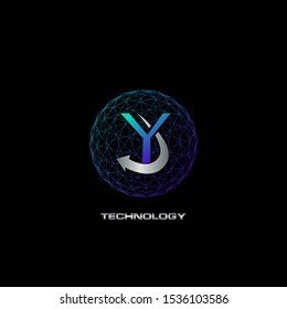 Abstract Techno Letter Y logo icon circle line polygon vector design concept for business technology or more brands.