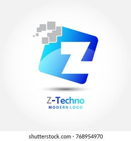 Abstract techno letter Z logo for electronic and technology company