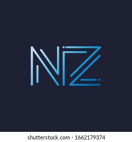 Abstract techno line initial letter N and Z, NZ logo icon vector design