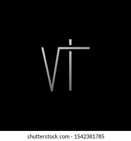 Abstract Techno Line  letter V, VI, VTI, VT logo icon, Creative design concept techno line silver color for business.