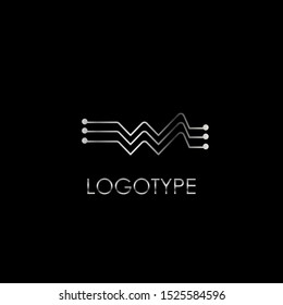 Abstract Techno Resistor Line Electronical Letter W design concept for electrical, electronical and more technology business.  