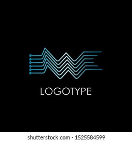 Abstract Techno Resistor Line Electronical Letter W design concept for electrical, electronical and more technology business.  