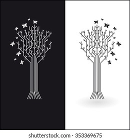Abstract techno tree. Vector illustration