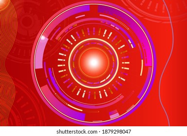 Abstract techno vector design ornament with red background