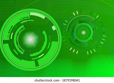 Abstract techno vector ornament isolated on green background