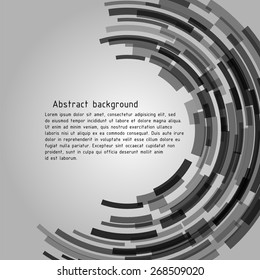 Abstract technogenic background with sample text. Radius figure is similar to the intergalactic portal or other space objects. Vector image.