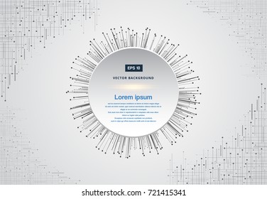 Abstract technokogy geometric form with connected line and dots. Graphic background for your design. Vector illustration, copy space