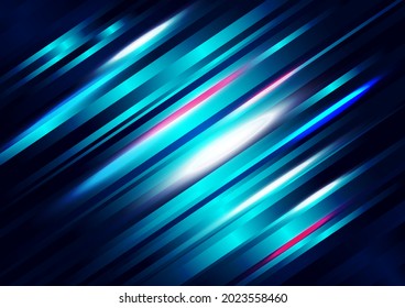 Abstract technologey blue background with light stripe line diagonal. Vector illustration