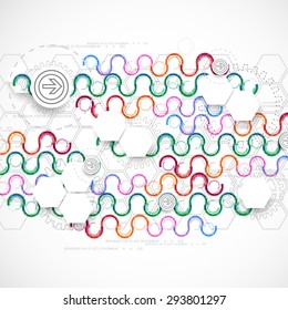 Abstract technological arc background with various technological elements. Vector