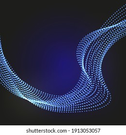 Abstrakter technologischer Hintergrund Schöner Wellenform-Strom von leuchtenden Teilchen.