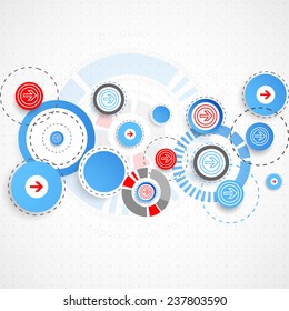 Abstract technological background with circles and arrows