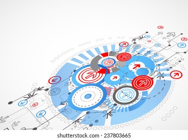 Abstract technological background with circles and arrows