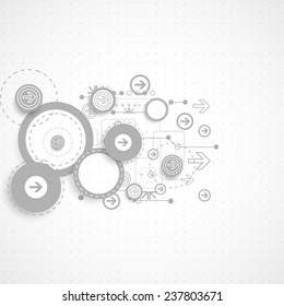 Abstract technological background with circles and arrows