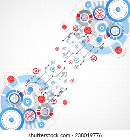 Abstract technological background with circles and arrows