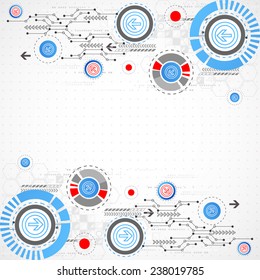 Abstract technological background with circles and arrows