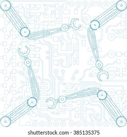 Abstract technological background with a circuit board texture. Vector Illustration.