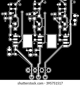 Abstract technological background with a circuit board texture. Tree in circuit board style. Vector Illustration.