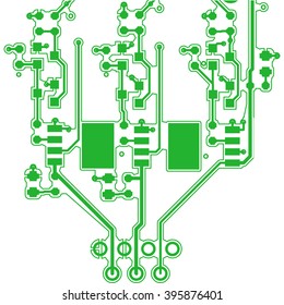 Abstract technological background with a circuit board texture. Tree in circuit board style. Vector Illustration.