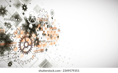 Abstract  technological background  with cogwheels and plexus effect. Vector