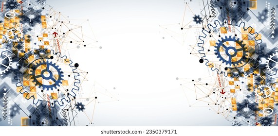 Abstrakter technologischer Hintergrund mit Cogwheels-Effekt. Vektorgrafik