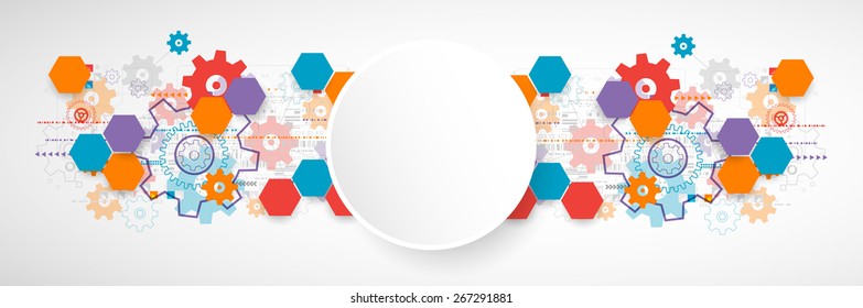 Abstract technological background with cogwheels. Vector