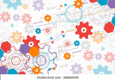 Abstract technological background with cogwheels. Vector