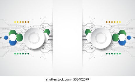 Abstract technological background concept with various technology elements. illustration Vector