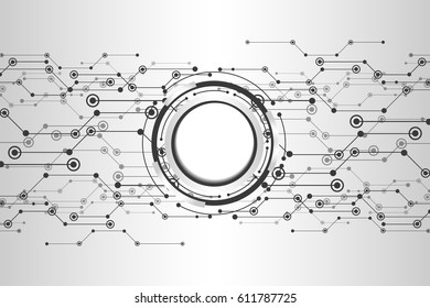 Abstract technological background concept with various technology elements. Vector illustration with connecting dots and lines