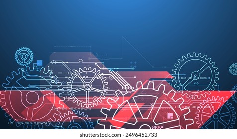 Abstract  technological background  with glowing cogwheels. Vector
