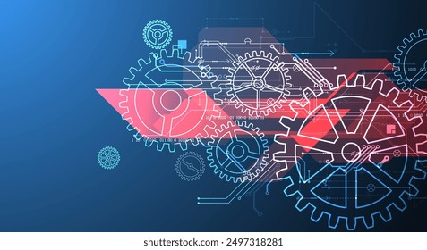 Abstract  technological background  with glowing cogwheels. Vector