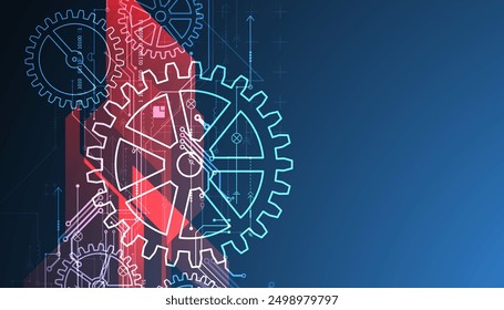 Abstract  technological background  with glowing cogwheels. Vector