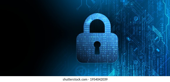 Resumen de los antecedentes tecnológicos sobre el tema de la seguridad de la información. Icono de bloqueo abstracto con números en el medio del contorno.