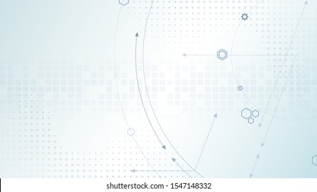 Abstract technological background from a variety of elements. Scientific presentation. Background for textbook on physics or mathematics. Vector mosaic