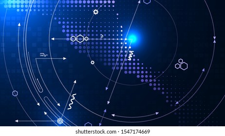 Abstract technological background from a variety of elements. Scientific presentation. Background for textbook on physics or mathematics. Vector mosaic