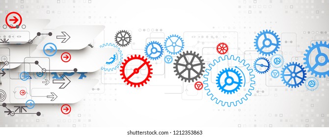 Abstract technological background with various cogwheels. Vector illustration.