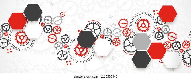 Abstract technological background with various cogwheels. Vector illustration.