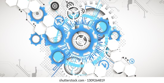 Abstract technological background with various cogwheels. Vector illustration.