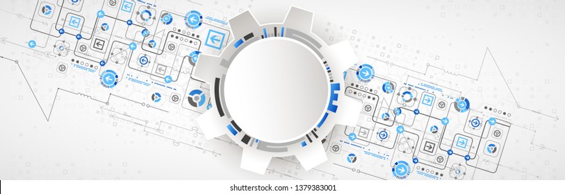 Abstract technological background with various cogwheels. Vector illustration.