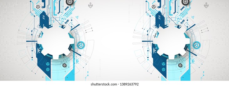 Abstract technological background with various cogwheels. Vector illustration.