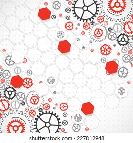 Abstract technological background with various cogwheels