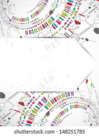 Abstract technological background with various technological elements