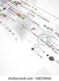 Abstract technological background with various technological elements