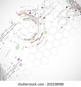 Abstract technological background with various technological elements