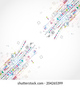Abstract technological background with various technological elements