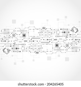 Abstract technological background with various technological elements
