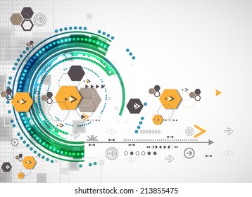 Abstract technological background with various elements