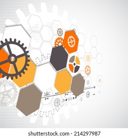 Abstract technological background with various technological elements