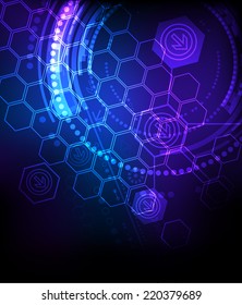 Abstract technological background with various technological elements