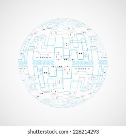 Abstract technological background with various technological elements